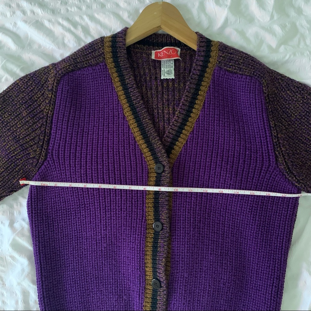 Vintage Kenzo Purple Cardigan Wool Grandpa Sweater - Picture 8 of 11